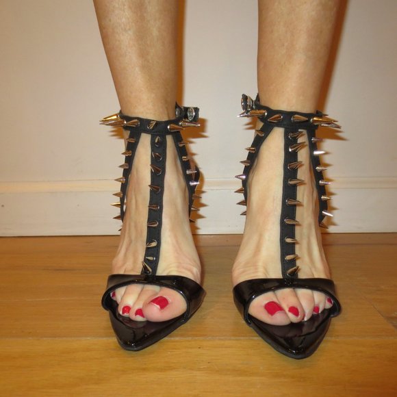 LAST CHANCE NNB Custom Made Sharp Spikes on Straps High Heel Stiletto Sandals - Picture 2 of 9